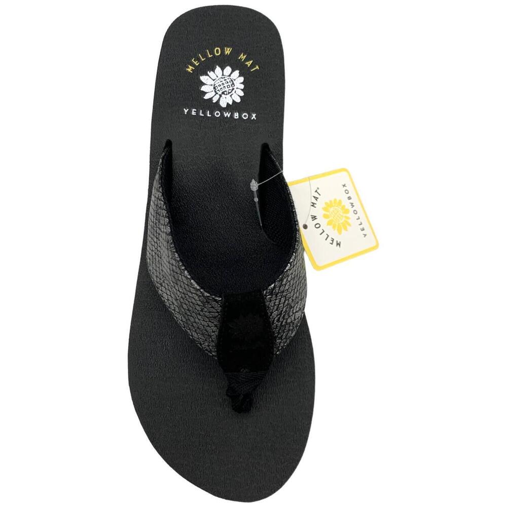 Yellow Box Women's Chellie Slip-On Thong Wedged Sandals Black - Medium - Picture 2 of 3